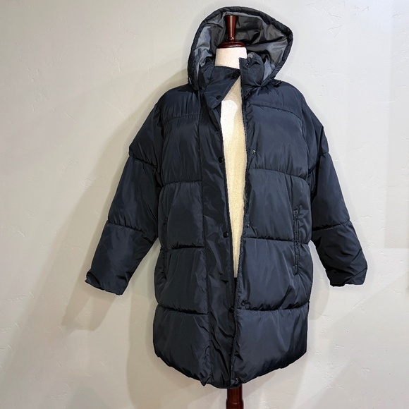 NWT Ava & Viv Plus Size Black Hooded Puffer Coat - 1X - Picture 1 of 8